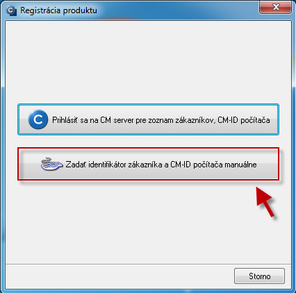 Registrácia C - Monitor klienta manuálnym zadaním CM ID a identifikátora zákazníka manuálne Registrácia C - Monitor klienta manuálnym zadaním CM ID a identifikátora zákazníka manuálne