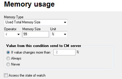 Parameters for Memory usage