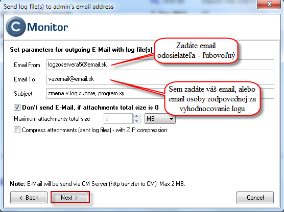 Setting receiver email Setting receiver email