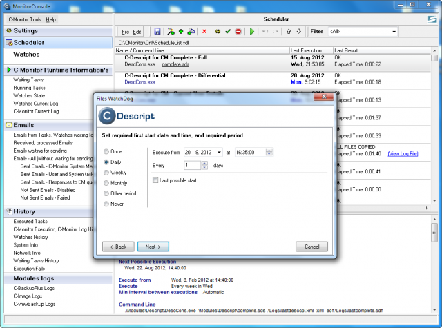 Setup of periodic execution of the task