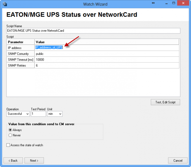 Setup of IP address used by the UPS