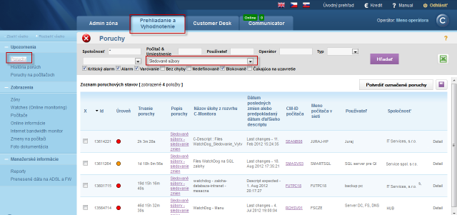 View of error states of file changes monitoring in Errors