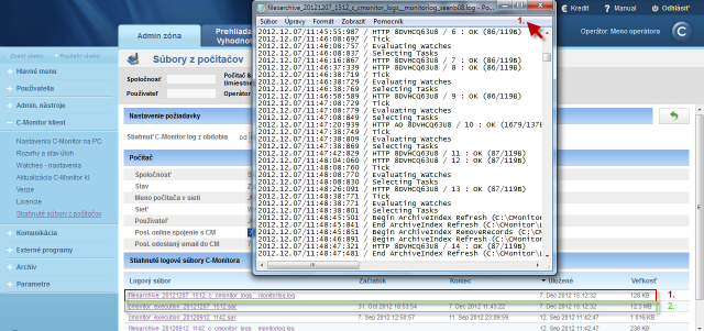 View of the C-Monitor Log