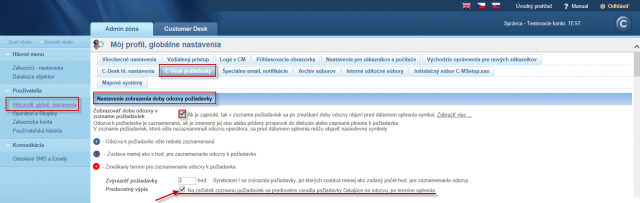 Nastavenie sledovania doby odozvy požiadavky Nastavenie sledovania doby odozvy požiadavky