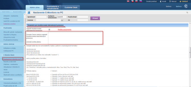 Time restriction for counting of transferred data in Internet bandwith monitoring