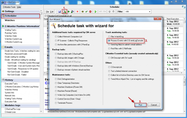 Creation of a periodic task through C-Monitor tray icon