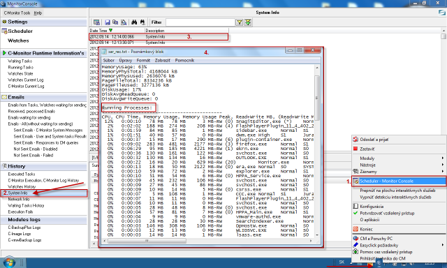 System information from C-Monitor Console