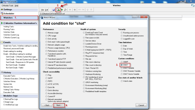 Execution of the chat condition