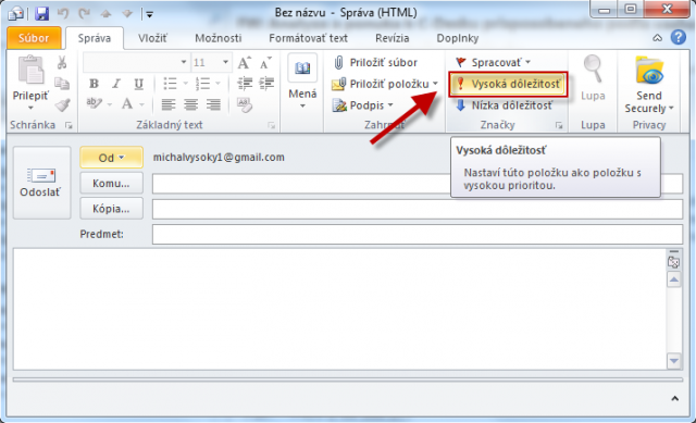 Email s príznakom Vysokej dôležitosti