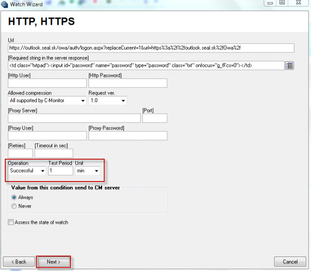 Set conditions for evaluation and press next